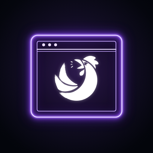 Logo do Landing Pages — janela neon roxa